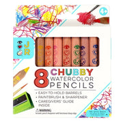 Package of 8 chubby watercolor pencils with easy-to-hold barrels for children ages 4+