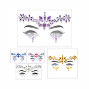 Face gems collection showing decorative crystal stickers in purple, blue, multicolor and gold designs