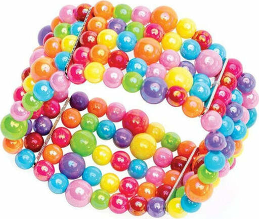 Colorful beaded bracelet with multicolored round beads in rainbow colors