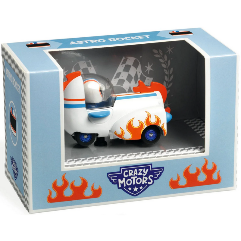 DJECO Crazy Motors Astro Rocket toy car in retail packaging box