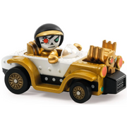 DJECO Motor Skull crazy car toy with skull driver in gold and white vehicle