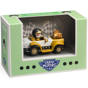 DJECO Crazy Motors Motor Skull toy car in green packaging box with racing theme