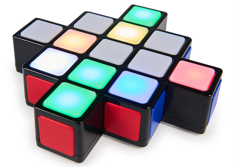 Rubiks Rush electronic game board with illuminated colored tiles
