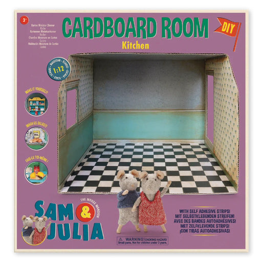 Cardboard Room Kitchen playset with Sam & Julia mouse characters