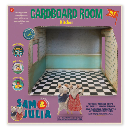 Cardboard Room Kitchen playset with Sam & Julia mouse characters