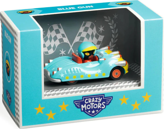 DJECO Crazy Motors Blue Gun racing car toy in original packaging box