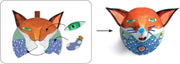 DJECO paper craft fox mask assembly instructions and finished 3D mask