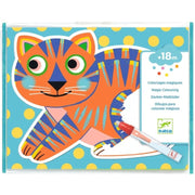 DJECO magic coloring book featuring tiger design with water marker pen