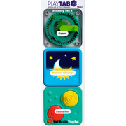 PlayTab Sensory Set 4 modular activity with three tiles featuring gears, picture change, and squeaker.