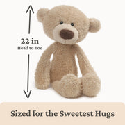 Beige Toothpick Bear plush toy 22 inches tall with size measurement arrows