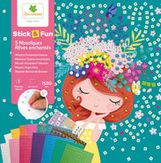 Sycomore Stick & Fun mosaic craft kit with enchanted dreams theme featuring colorful stickers