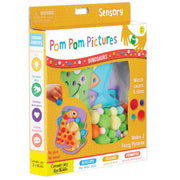 Pom Pom Pictures Dinosaurs sensory craft kit packaging with colorful pom poms visible