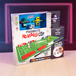Foosbot Rivals Cup tabletop soccer game box with colorful robot characters