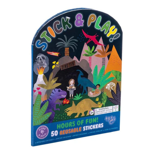 Floss & Rock Stick & Play dinosaur themed reusable sticker activity set packaging