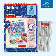 Lifelines FlowArt Dot-By-Letter Americana kit with patriotic dotting patterns and markers