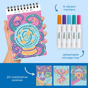 FlowArt Mini dot art kit with spiral notebook, 5 vibrant markers and meditative scene examples