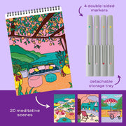 Lifelines FlowArt Citrus Coastlines coloring pad with 4 double-sided markers and detachable storage tray