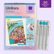 Lifelines FlowArt Color-to-Reveal Citrus Coastline coloring book with double-sided scented markers