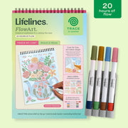 Lifelines FlowArt Trace-by-Line Brunch in Bloom guided art meditation kit with markers