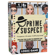 Prime Suspect logic game box by Fun Squared Games for 1 player ages 8+