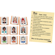 Prime Suspect game showing character cards and Case 1018 clue sheet with suspects