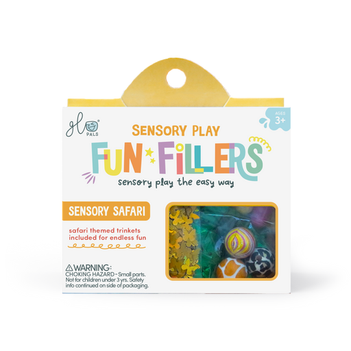 GLO Pals Fun Fillers Sensory Safari pack with colorful trinkets in clear window