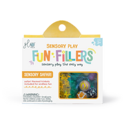 GLO Pals Sensory Play Fun Fillers Safari themed trinkets package on white background
