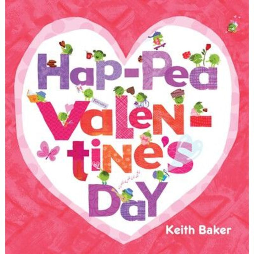 Hap-Pea Valentine's Day book cover by Keith Baker with colorful heart design.