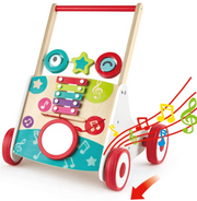 Hape Grow-with-Me wooden baby push walker with xylophone and musical activity panel