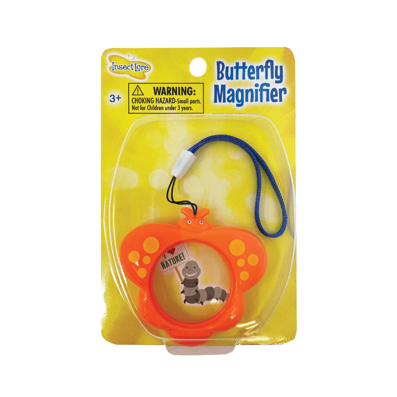 Insect Lore Butterfly Magnifier in orange packaging with blue lanyard