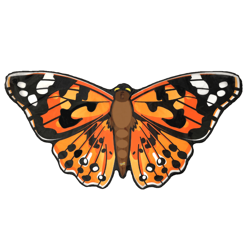 Orange and black painted lady butterfly wings costume accessory on white background