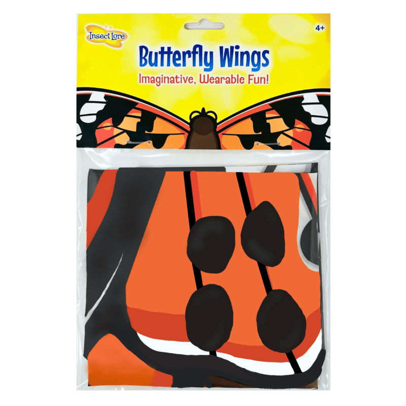 Insect Lore Butterfly Wings costume with orange and black pattern in retail packaging
