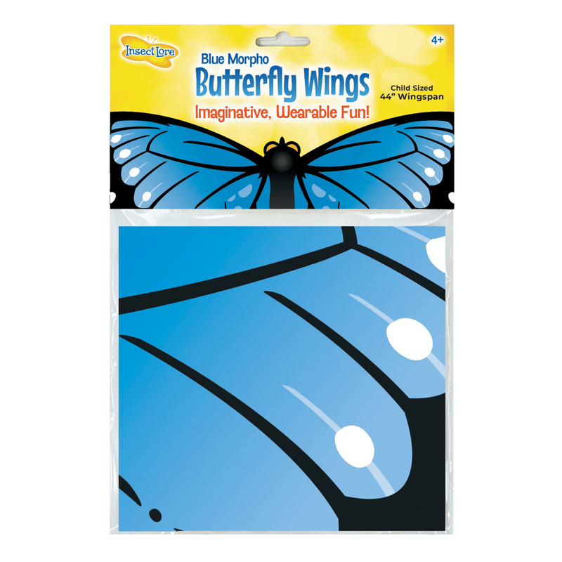 Insect Lore Blue Morpho Butterfly Wings packaging showing wearable blue wings for children