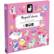 Janod Magneti'Stories Unicorns magnetic storytelling game box with 30 magnets on pink background