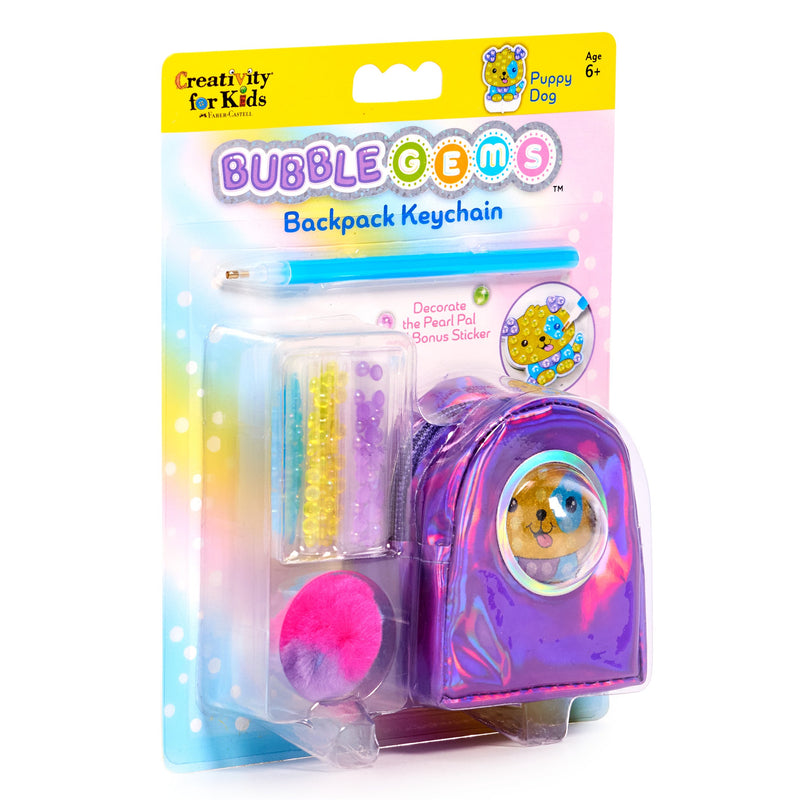 Bubble Gems Backpack Keychain craft kit with puppy dog design and decorating supplies
