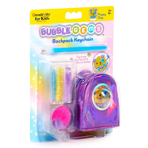 Bubble Gems Backpack Keychain craft kit with puppy dog design and decorating supplies