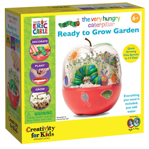 The Very Hungry Caterpillar Ready to Grow Garden kit package with terrarium