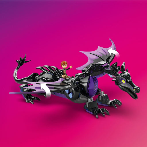 Black and purple dragon LEGO set with minifigure on gradient background