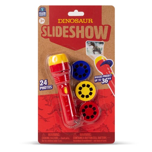 Dinosaur Slideshow toy flashlight with interchangeable slide discs on retail packaging
