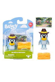 Bluey Story Starter Pack showing character figure with cowboy hat and yellow hay bale accessory in packaging