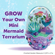 Mini mermaid terrarium kit with purple base, underwater scene, and growing plants