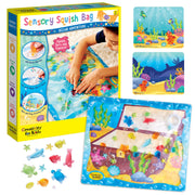 Sensory Squish Bag Ocean Adventure kit with packaging, play mat, and colorful sea creatures