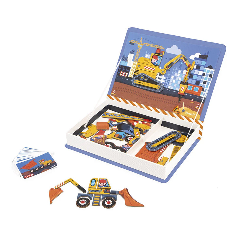 Magneti'Book Construction magnetic puzzle book with construction vehicles and building scenes
