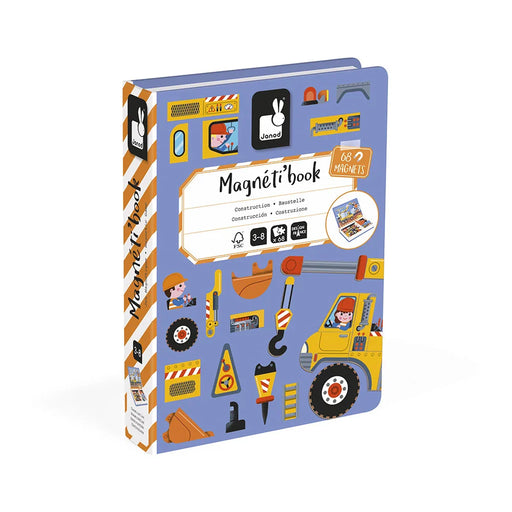 Janod Magneti'Book Construction magnetic toy set with 68 magnets showing construction theme