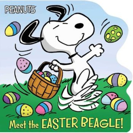 Meet the Easter Beagle Peanuts book cover featuring Snoopy with Easter basket and colorful eggs.