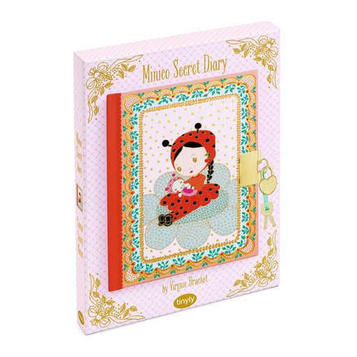 Tinyly Minico Secret Diary notebook with lock and keys on white background