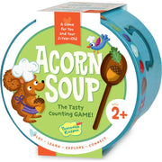 Acorn Soup counting game packaging by Peaceable Kingdom for ages 2+.