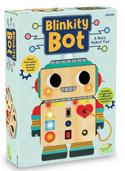 Blinkity Bot robot toy packaging showing colorful interactive educational toy for 18+ months