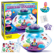 Crystal Mermaid Terrarium kit with glass container, crystals, mermaid figure and accessories