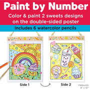 Paint by Number kit showing two sweet-themed coloring posters with watercolor pencils